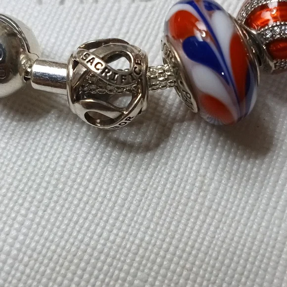 Pandora Vintage Stirling Silver Red White And Blue Mesh Bracelet - Picture 4 of 9